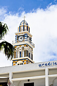 The Clock Tower Of Saint John The Baptist Catholic Church; Thera, Santorini Island, Greece