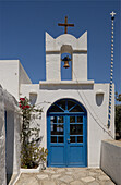 Church Building With Bright Blue Door; Sifnos, Cyclades, Greek Islands, Greece