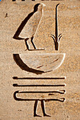 Hieroglyphische Inschrift, Karnak-Tempel; Luxor, Ägypten