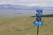 Schild am Ugii-See, Provinz Arkhangai, Mongolei