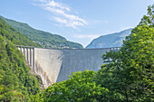 Water Dam In Valley Verzasca; Locarno, Ticino, Switzerland