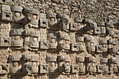 Stone Images Of The Rain God Chac, Palace Of Masks, Kabah Archaeological Site; Yucatan, Mexico