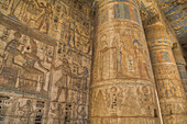 Säulen im zweiten Hof, Medinet Habu (Totentempel von Ramses Iii), Westjordanland; Luxor, Ägypten