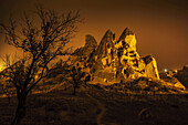 Cave Homes In Rock Formations And Fairy Chimneys; Goreme, Cappadocia, Turkey