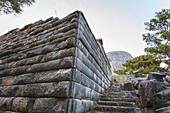 Stone Steps Leading Up Beside A Wall; Priene, Turkey