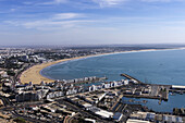 View Of Town, Beach And Agadir Bay Taken From Kasbah; Agadir, Morocco