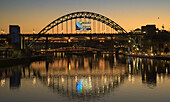 Tyne Bridge Over River Tyne At Sunset; Newcastle, Tyne And Wear, England