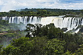 People On Observation Deck Watching Iguazu Falls; Parana, Brazil