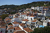 White Houses With Brown Tile Rooftops In A Village On A Greek Island; Panormos, Thessalia Sterea Ellada, Greece