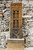 Khachkar, ein armenischer Kreuzstein im Geghard-Kloster, Azat-Tal; Armenien