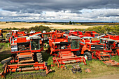 Old combines for used parts near Cudmore; Saskatchewan, Canada