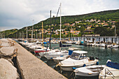 Boats moored in a harbour; Sistiana, Friuli Venezia Giulia, Italy