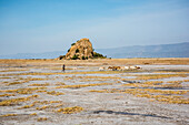 Ein Datoga-Stammesangehöriger hütet Ziegen in der Nähe des Eyasi-Sees; Tansania