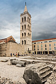 Römische Ruinen und der Turm der Kathedrale der Heiligen Anastasia; Zadar, Kroatien