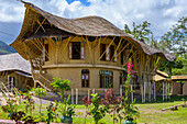 Eco-friendly school building with a curved roof; Yawngshwe, Shan State, Myanmar
