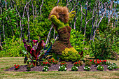 Topiary in the shape of a woman; St Lazare, Quebec, Canada