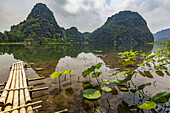 Ninh Binh landscape with mountain and water; Ninh Binh Province, Vietnam