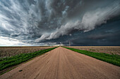 Amazing clouds over the landscape of the American mid-west as supercell thunderstorms develop; Nebraska, United States of America