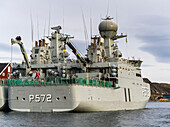 Two Navy ships docked in a harbour; Nuuk, Sermersooq, Greenland