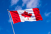 Canadian Flag Waving against Blue Sky, Halifax, Nova Scotia, Canada
