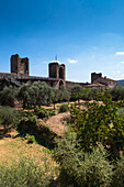 Ansicht der ummauerten Stadt, Monteriggioni, Chianti-Region, Provinz Siena, Toskana, Italien