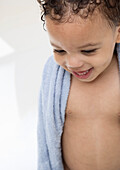 Boy Wrapped in Towel after Bath