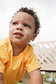 Close-up Portrait of Young Boy at Playground