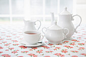 Tea Set with Cup of Tea, Studio Shot