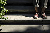 Woman's Feet on Stairs