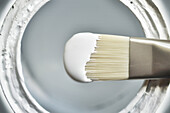 Close-up of Paint Brush with White Paint