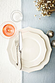 Overhead View of Dinner Place Setting, Studio Shot