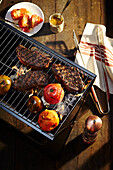 Steaks and Tomatoes on Barbeque