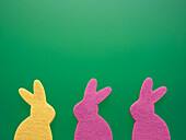 One Yellow and Two Pink Easter Bunny Sponges
