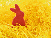 Pink Easter Bunny Sponge in Yellow Straw