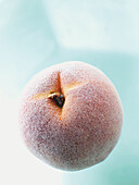 Nahaufnahme eines gefrorenen Pfirsichs, Studioaufnahme