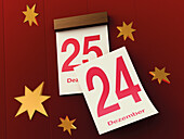 Digitale Illustration eines Kalenderblattes mit dem 24. und 25. Dezember
