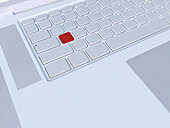 Digital Illustration of Close-up of Laptop Keyboard with one Red Key