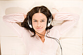 Woman Listening to Music with Headphones