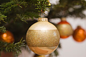 Close-up of Christmas Ornaments on Christmas Tree