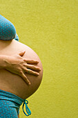 Profile of the Belly of a Nine Months Pregnant Woman
