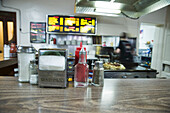 Condiments on Counter in Diner, Waterloo, Ontario, Canada