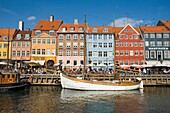 Nyhavn Canal, Copenhagen, Denmark; Boat In Canal