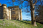 Scenic View Of Tudorian Castle; Willersley, Derbyshire, England, Uk