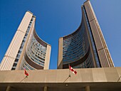 Low Angle View Of New City Hall In Toronto; Toronto, Ontario, Kanada