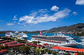 Havensight Cruise Ship Terminal, Blick von oben; Charlotte Amalie, St. Thomas Island, U.S. Virgin Islands