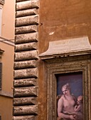 Gebäude mit Fresko, Detail; Rom, Italien