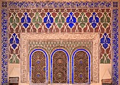 Intricate Painted And Stucco Patterns On The Walls Of A Riad; Marrakech, Morocco