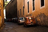 Cars Parked In Row; Rome, Italy