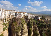 Houses On Edge Of Tajo Gorge; Ronda, Malaga Province, Spain
