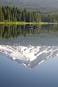 Mt. Hood spiegelt sich im Trillium Lake; Mt Hood National Forest, Oregon, USA